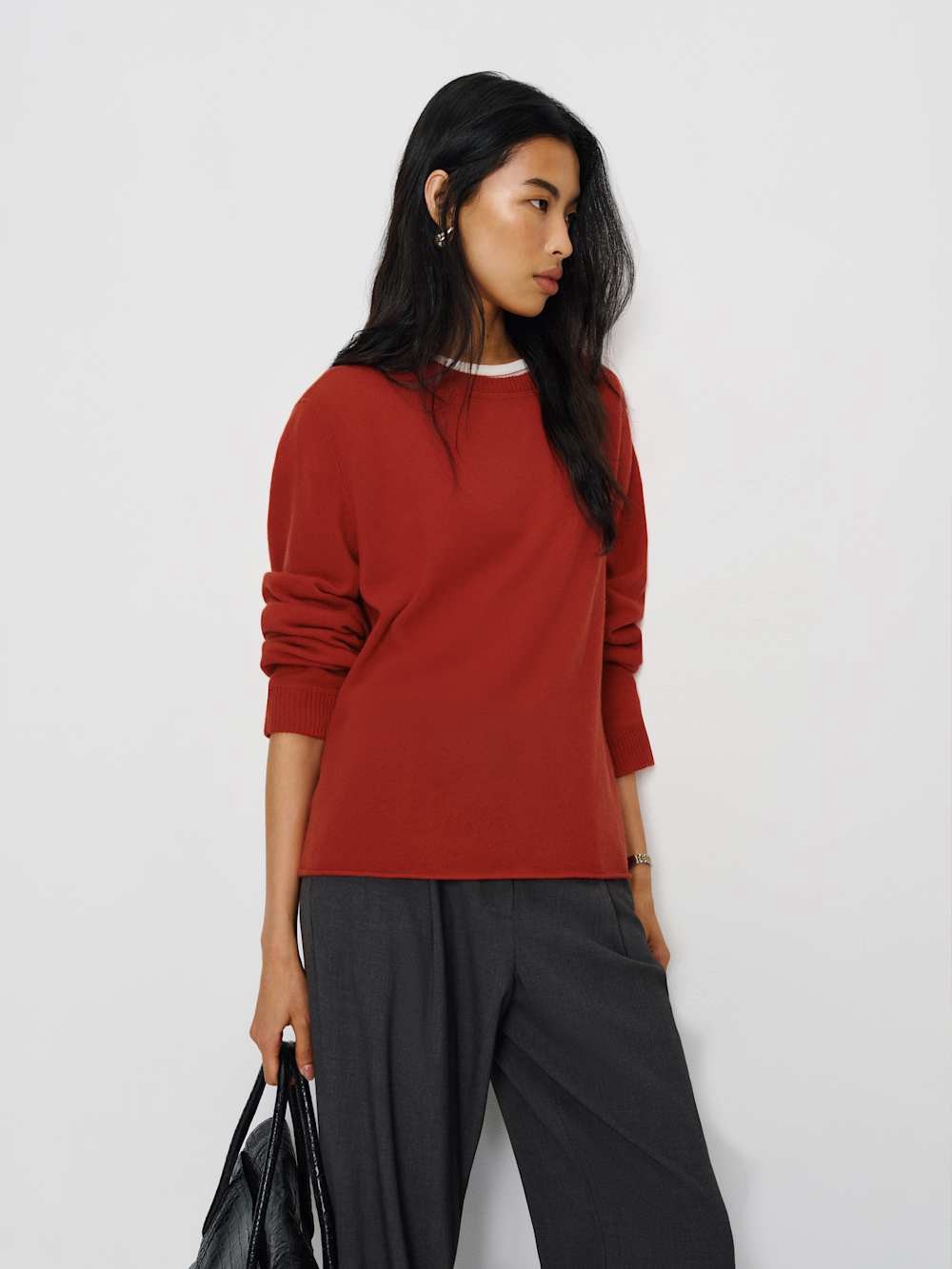 Reformation Cashmere Boyfriend Sweater Small Red Crewneck Long Sleeve Fall Cozy